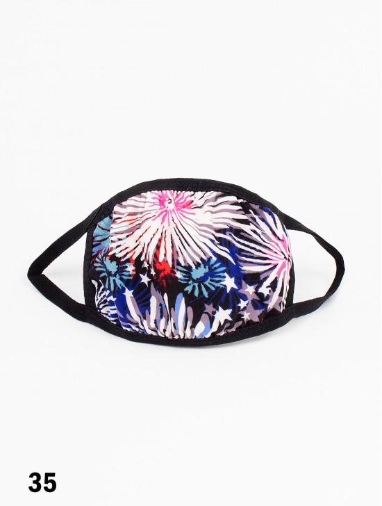 Reversible Color Fireworks Jersey Fabric Face Mask